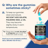Venture Pal Biotin Gummies with Collagen & Keratin - Hair Growth Support Skin and Nail Strength Vitamins for Women & Men - Biotin 10000mcg | B-Complex | Saw Palmetto - Sugar Free, Non-GMO, 60ct