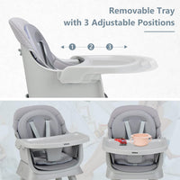 INFANS 8 in 1 Baby High Chair, Convertible Highchair for Babies and Toddlers (Grey)