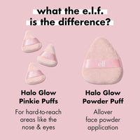 e.l.f. Halo Glow Pinkie Puffs, Finger-sized, Mini Puff For Applying Loose & Pressed Powders, Soft, Reusable & Washable, Vegan & Cruelty-Free, Set of 3