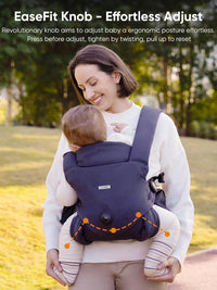 Baby Carrier Newborn to Toddler - Innovation EaseFit Adjustment Knob, Ergonomic Lightweight Cotton Carrier, Quick Attach Magnetic Buckle, Thickened Leg Pad, Widened Belt, with Bib, for 3-20KG