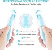 Electric Nail File Drill for Baby No Sharp Claws Hurt, 6 in 1 Safety Cutter Trimmer Clipper for Toes and Fingers (Blue)