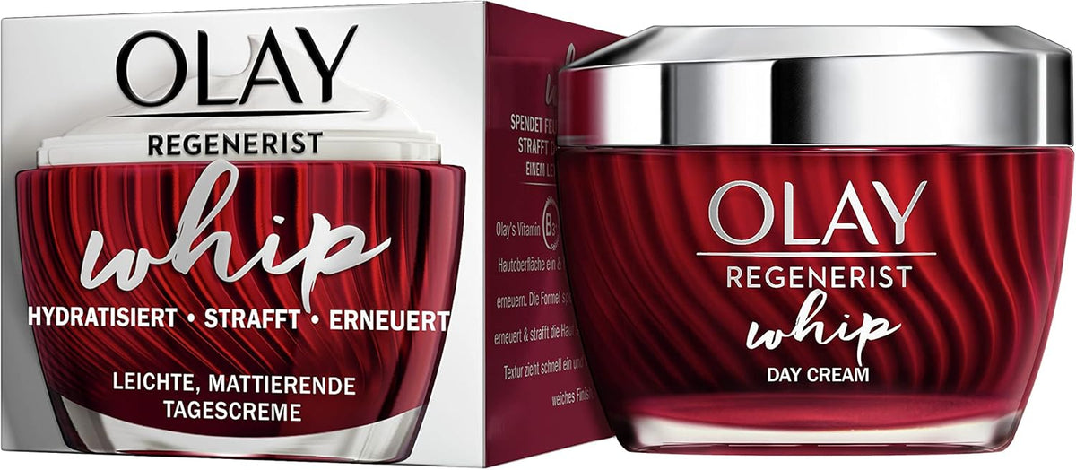 OLAY Regenerist Whip Day Cream, Moisturising Cream with Vitamin B3 and Peptides for Firmed and Protected Skin, 50 ml