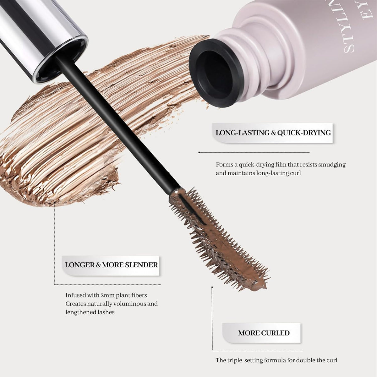 Erinde Brown Mascara for Older Women 60 Plus, Extreme Length and Volume Waterproof Mascara for Mature Women, No Clumps, Long-Wearing, Hypoallergenic Mascara For Sensitive Eyes