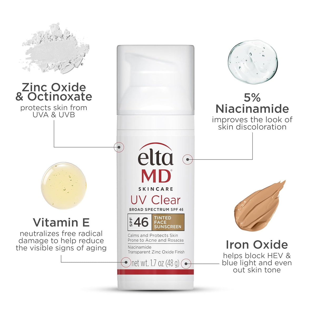 EltaMD UV Clear Tinted Face Sunscreen, SPF 46 Oil- Free with Zinc Oxide, Dermatologist Recommended
