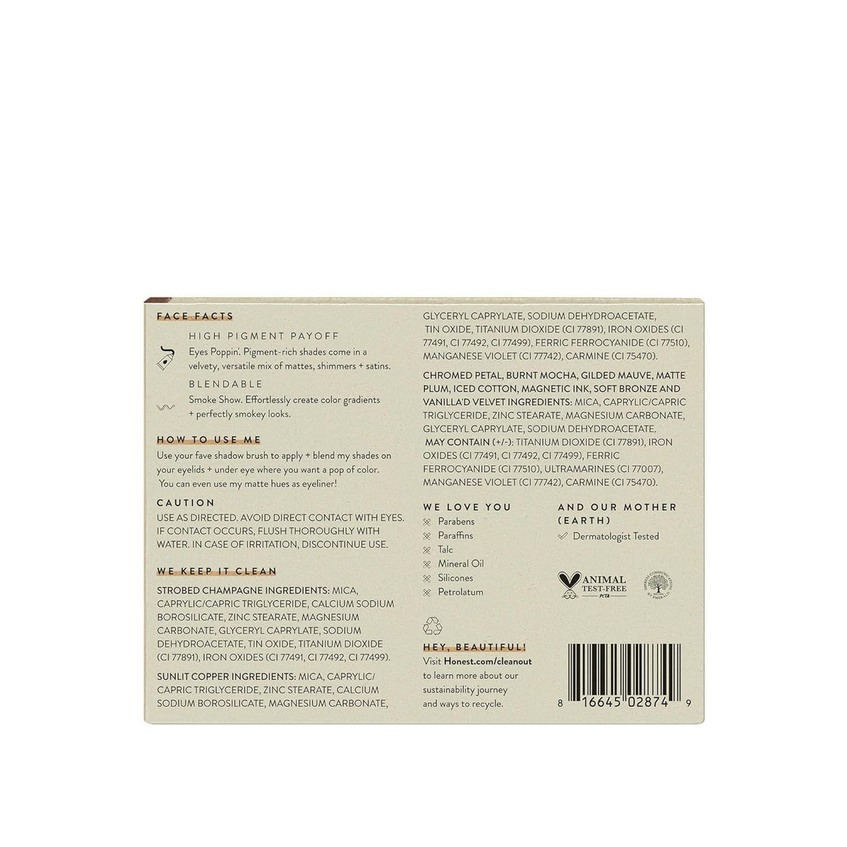 Honest Beauty Talc-Free Eyeshadow Palette with 10 Pigment-Rich Shades | Mattes, Shimmers, Satins | Dermatologist Tested + Cruelty Free | 0.67 oz