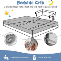 BABY JOY 4 in 1 Baby Bassinet with Mattress, Baby Bedside Sleeper w/Rocking Mode, 6 Adjustable Height, Mosquito Net & Lockable Wheels, Portable Baby Cradle Travel Crib w/Carry Bag (Light Grey)
