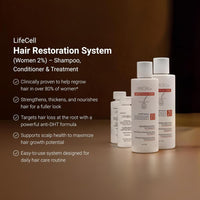 LifeCell Hair Restoration System for Women 2% – Hair Growth Treatment with Minoxidil, Anti-DHT Shampoo & Conditioner – Thicker, Fuller Hair – Supports Scalp Health & Hair Regrowth – 16.8 Fl Oz