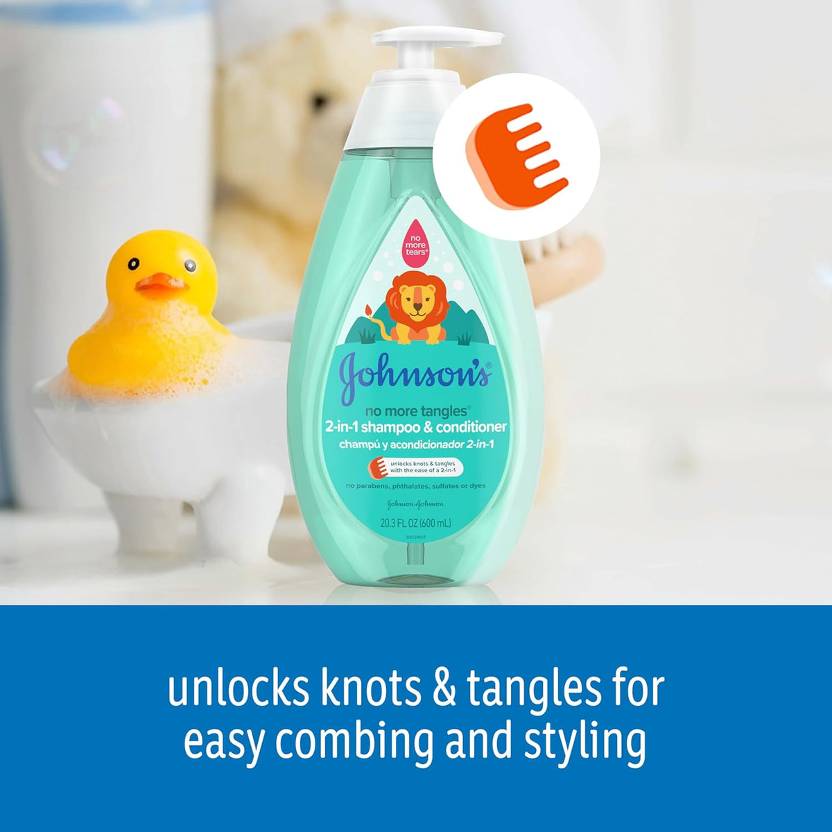 Johnson's Tear Free Detangling 2-in-1 Toddler & Kids Shampoo & Conditioner, 20.3 fl. oz