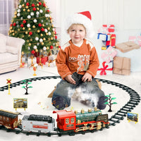 Remote Control Train Set,Sound and Lights Smoke Steam Locomotive Engine Train,Christmas Tree for 3 4 5 6 7 8+ Year