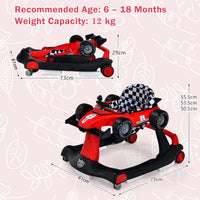 BABY JOY 4-in-1 Baby Walker, Foldable Activity Car Baby Walker w/3 Adjustable Height (Red)