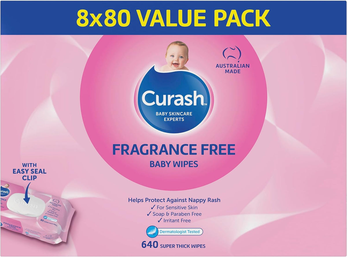 Curash Fragrance Free Baby Wipes -640 Wipes