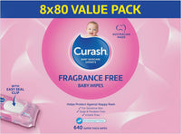Curash Fragrance Free Baby Wipes -640 Wipes