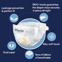 AIWIBI Ultimate Comfort Size 5 Overnight Nappies, Disposable Baby Nappy, (12-17 kg) 84 Count, Super Absorbent Night Time Protection