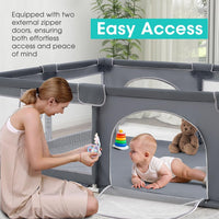 Baby Playpen – 180x200cm Spacious Play Yard for Babies & Toddlers,Grey