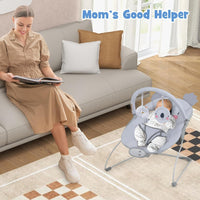 BABY JOY Portable Baby Bouncer, Infant Rocker with Removable Toys Bar, Music, Machine Washable Cover, Baby Bouncer Soothing Vibrations with 30° Spine Tilt, 3-Point Harness for 0-6 Months