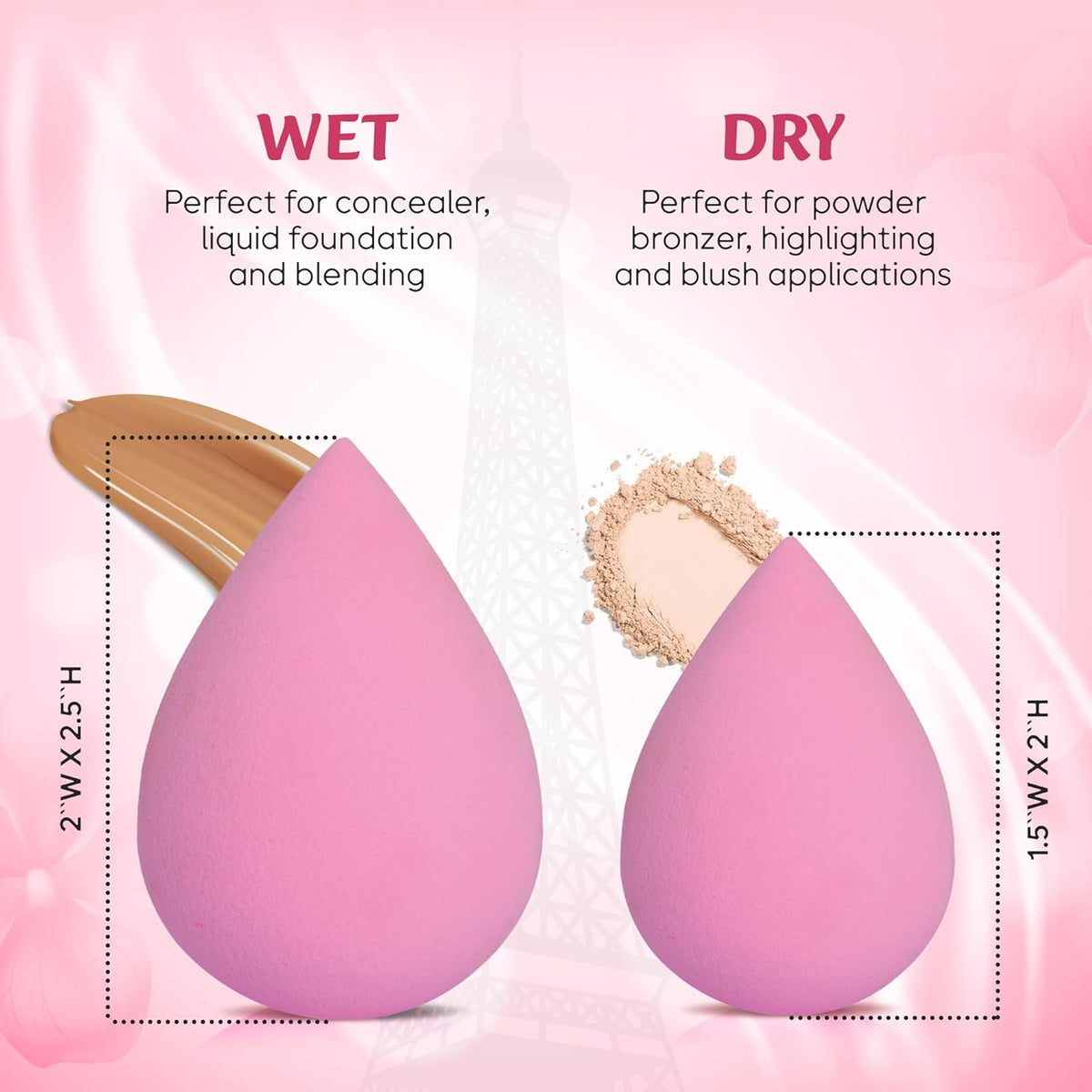 6Pcs Makeup Sponges for Foundation and Blending Powder, Cream and Liquid