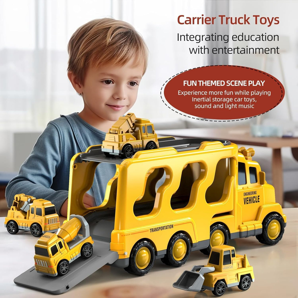 5 in 1 Construction Trucks Cars Toys for Toddlers 3-5