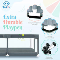 Baby Playpen with Mat 180×150cm, Baby Play Pen Extra-Large Playpens