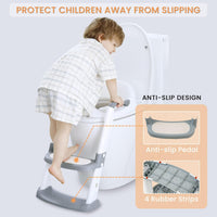 Potty Training Seat, Toddler Step Stool, 2 in 1 Potty Training Toilet for Kids,Grey