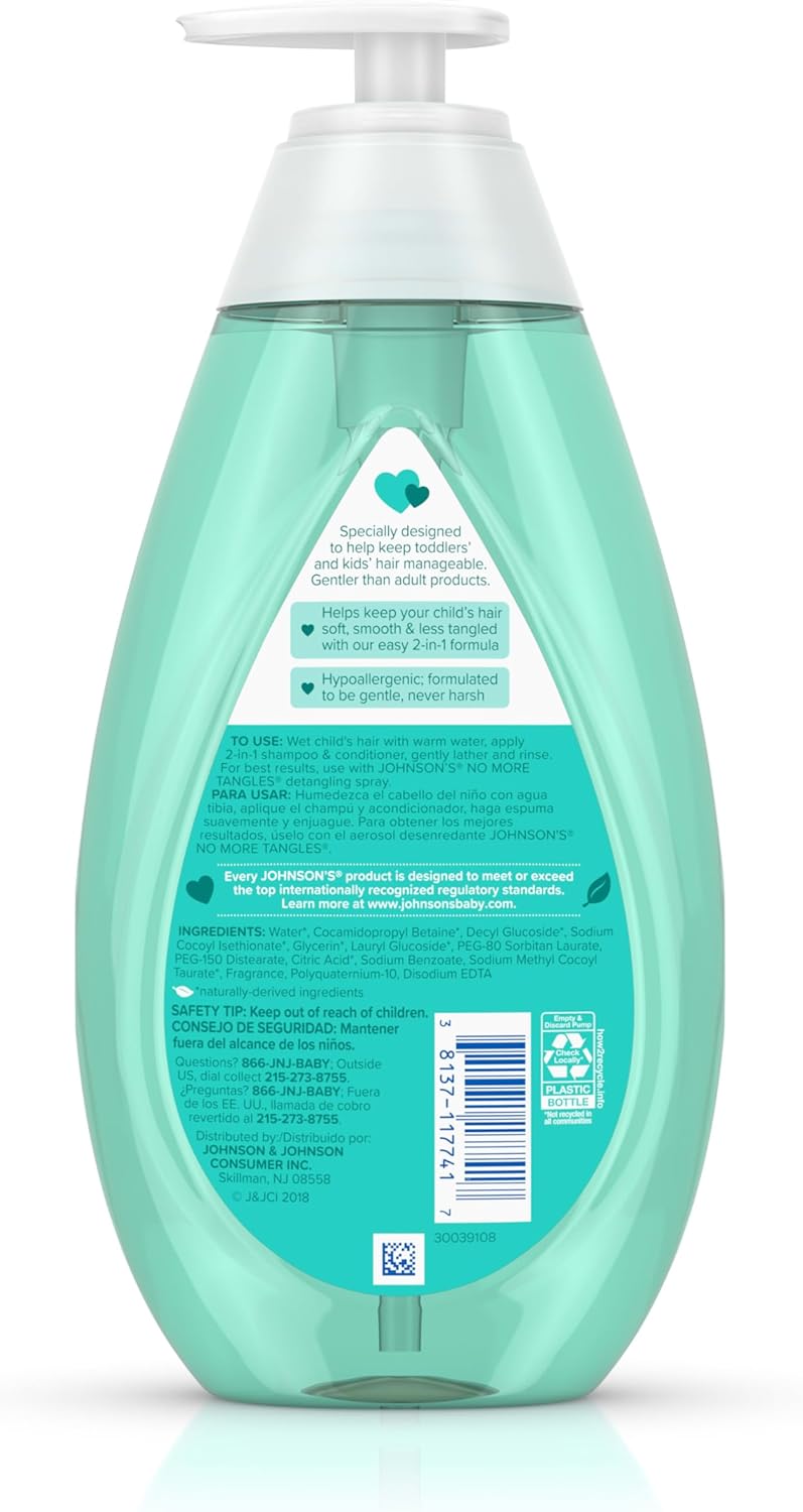 Johnson's Tear Free Detangling 2-in-1 Toddler & Kids Shampoo & Conditioner, 20.3 fl. oz