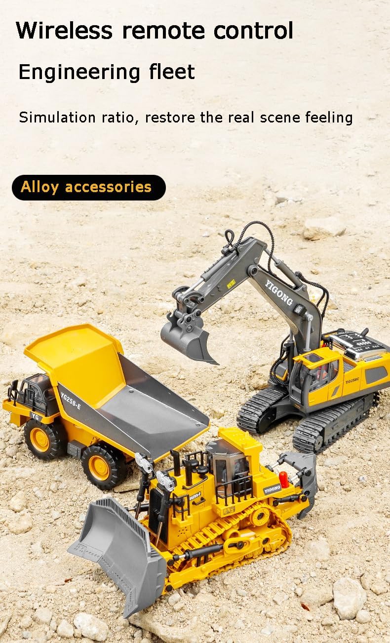 Excavator Toy, Remote Control Excavator Toy, Digmaster Rc Machinery, 2.4Ghz Rc Excavator Toy with Light and Sound, Excavator Toy Set for Adults and Kids, 90 Minutes Long Battery Life (A+B)