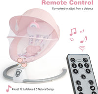 GYMAX Electric Baby Rocker, Toddler Automatic Bouncer 5 Swinging Amplitudes, Remote Control and Timing Function, Portable Newborn Rocking Chair (Pink)