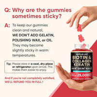 Venture Pal Biotin Gummies with Collagen & Keratin - Hair Growth Support Skin and Nail Strength Vitamins for Women & Men - Biotin 10000mcg | B-Complex | Saw Palmetto - Sugar Free, Non-GMO, 60ct
