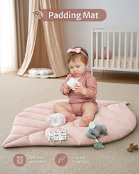 Blissful Diary Baby Play Gym & Activity Mat, Oversize Leaf Shaped Tummy Time Baby Play Mat