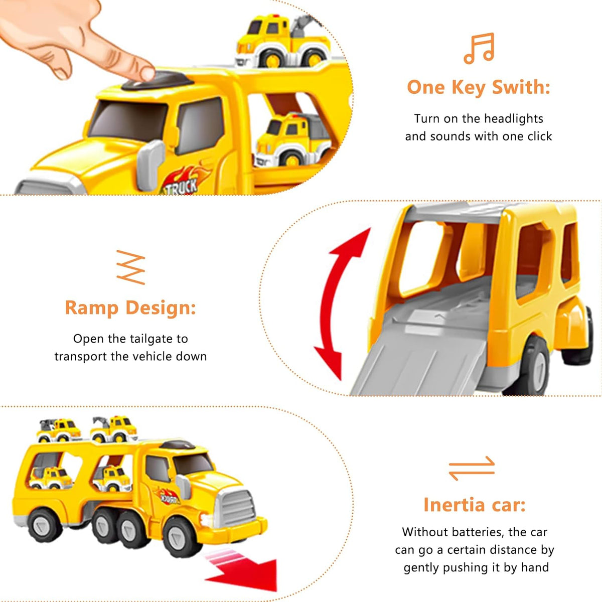7-in-1 Construction Truck Toddel Toys Car for Boys Vehicle Car Construction Toys Car Carrier
