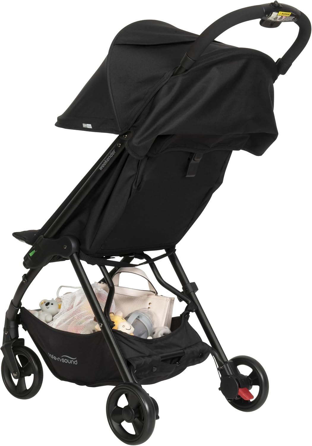 Safe-n-Sound Weekender Stroller, Compact, Lightweight Self Standing Fold with Adjustable Built in Carry Strap, 6kg Basket Capacity, Black (37015)