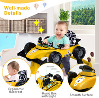 BABY JOY 4-in-1 Baby Walker, Foldable Activity Car Baby Walker w/3 Adjustable Height(Yellow)