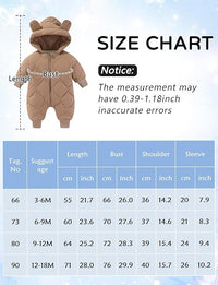 Baby Girls Boys Hooded Winter Snowsuit Warm Fleece Lined Romper Zipper Down Jumpsuit Padded Thick Puffer Clothes