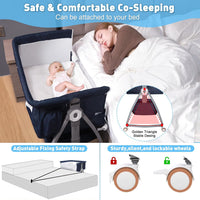 3 in 1 Baby Bassinet, Bassinet Bedside Sleeper for Baby(Blue)