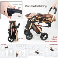 2 in 1 Baby Stroller & Bassinet Pram – Large Storage Basket