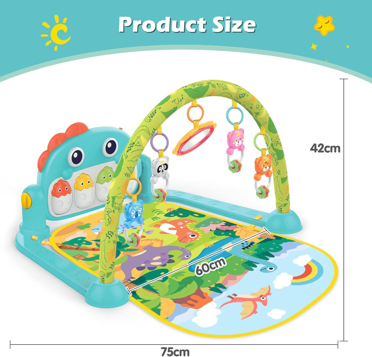Tummy Time Baby Gym Play Mats,Kick & Play Piano Gym for Infants