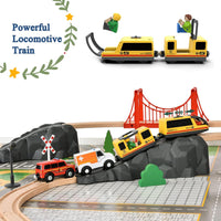 72PCS Wooden Train Tracks & Trains