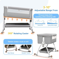 Baby Bassinet with Mattress,3-in-1 Bedside Bassinets with 6 Height Adjustable(Gray)