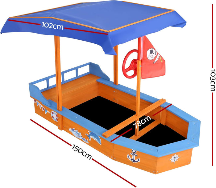 Keezi Kids Sandpit, Wooden Water Table Sand Pit Play Toys Sandcastle Garden Patio