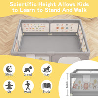 Baby Playpen 200 x 160 cm, Extra-Large Non-Slip Playpen with 50 Ocean Balls(Gray)