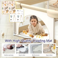 LIODUX Baby Playpen with Mat - 180 x 200cm, Baby Fence Play Area
