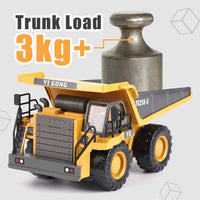 RC Dump Truck Toy for Kids, Remote Control Construction Toys Vehicle with Metal Bed and Light/Music, Birthday Gifts Ideas for Boys Gilrs