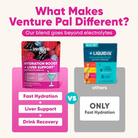 Venture Pal Hydration Packets + Liver Support- Liquid Daily IV Electrolyte Powder Packets with 7 Electrolytes & 5 Vitamins, Milk Thistle + L-Theanine | Sugar-Free | Keto Friendly | Vegan, 16 Sticks