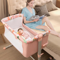 BABY JOY Folding Baby Bassinet Bedside Sleeper, Portable Co-Sleeper Travel Cot for Newborn/Infant w/4 Adjustable Heights