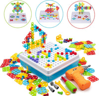 Creative Mosaic Drill Set for Kids, Creative Drilling Toy with Screwdriver Tool Playset, 3+
