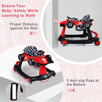 BABY JOY 4-in-1 Baby Walker, Foldable Activity Car Baby Walker w/3 Adjustable Height (Red)