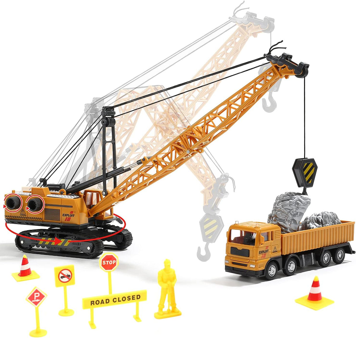 CUTE STONE Construction Vehicles Playset with Playmat