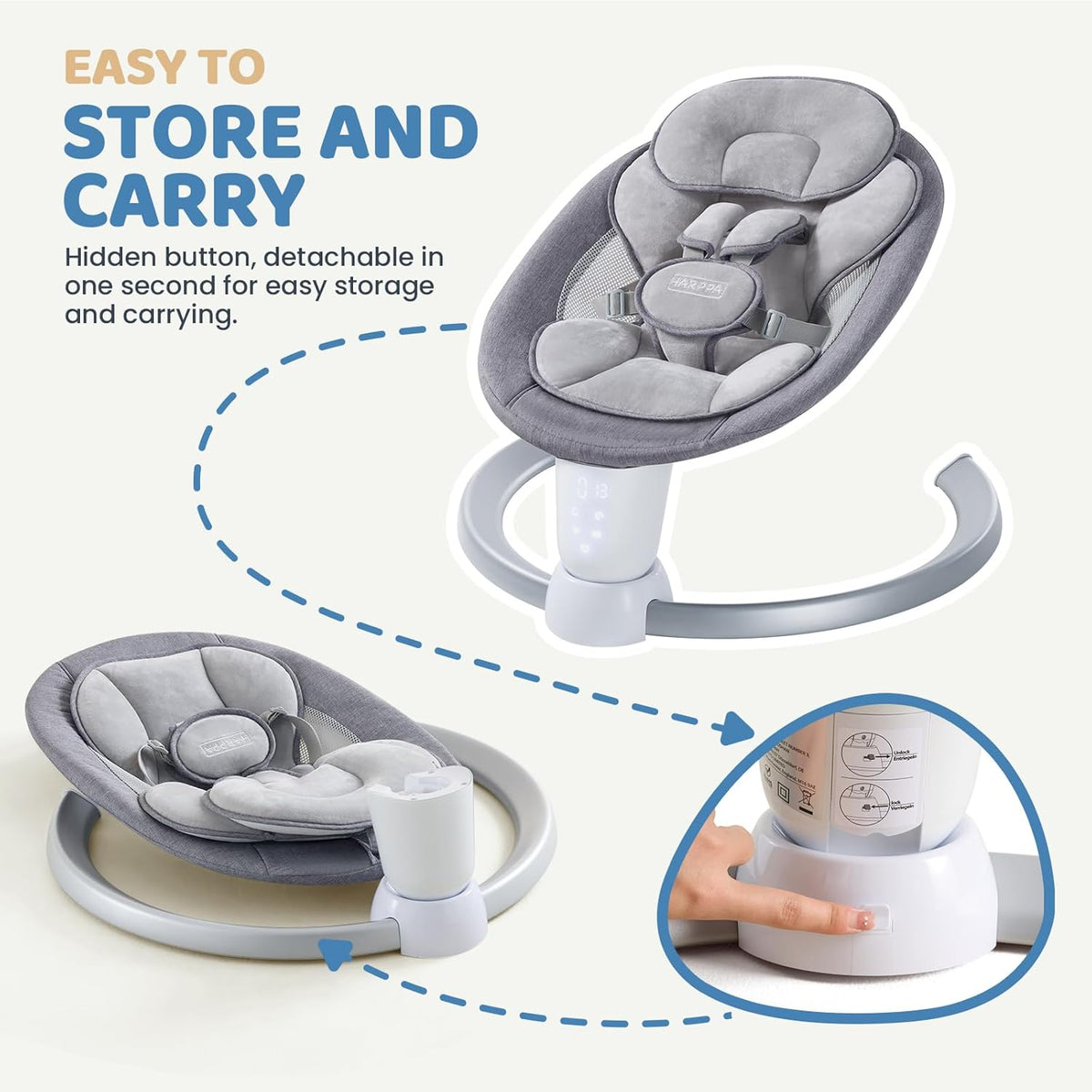 HARPPA Baby Swing Chair, Electric Baby Bouncer with Remote Control, Music