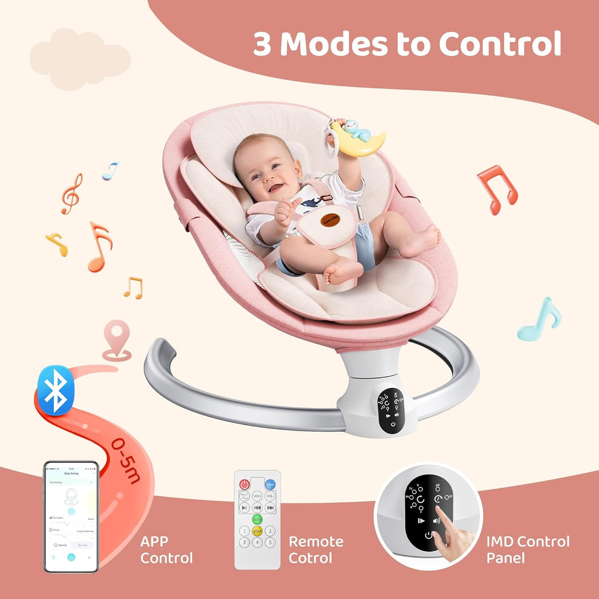 Baby Swing for Infants - Electric Baby Rocker with Exclusive App function-USA Product