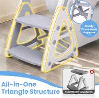 Potty Training Seat with Step Stool - Adjustable Height (Grey)