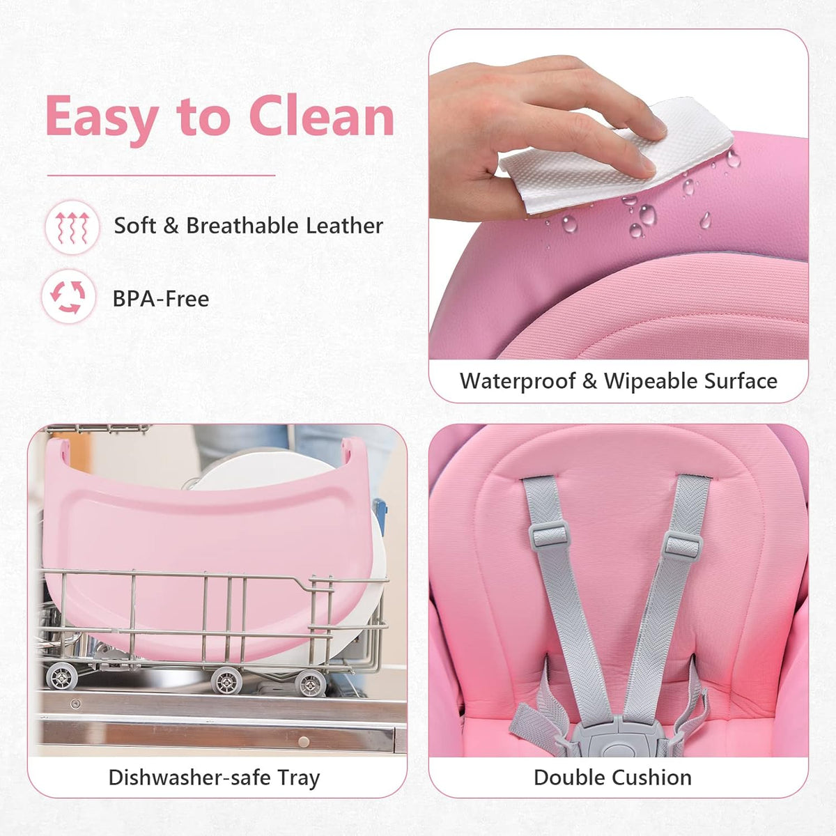 INFANS 8 in 1 Baby High Chair, Convertible Highchair for Babies and Toddlers (Pink)